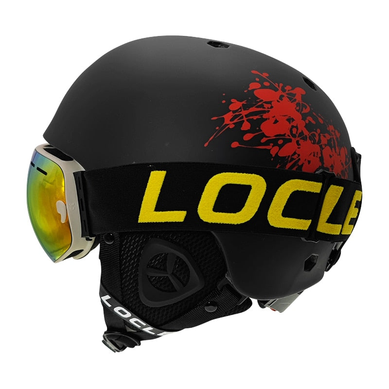 Casco de esquí LOCLE para hombres y mujeres, casco de esquí moldeado integralmente para niños, monopatín, esquí, Snowboard, motocicleta, casco para moto de nieve