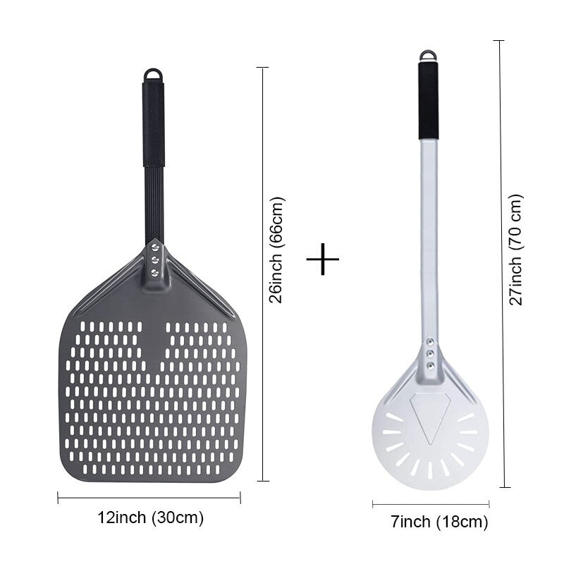 PizzAtHome 7/ 8/ 9 Inch Perforated Pizza Turning Peel Pizza Shovel Aluminum Pizza Peel Paddle Short Pizza Tool Non-Slip Handle