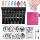 Biutee 8Colors Kit Nail Stamping Gel Polish Set 8ml Stamp Print Oil UV Gel Vanish Soak Off Varnish For Nail Art Stamping Plates