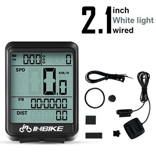 INBIKE Regenfester MTB-Fahrradcomputer Fahrrad-Tachometer Kabelloser Kilometerzähler Fahrraduhr LED-Bildschirm Messbare Uhr IC321