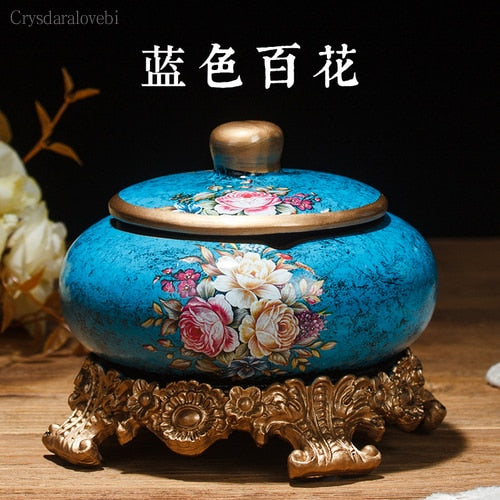 New Style Chinese Retro Ceramic Large with Lid Ashtray Modern Minimalist Creative Luxury Living Room Decoration Coffee Table