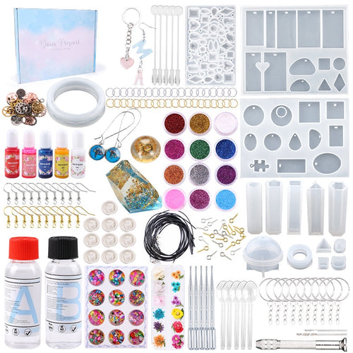 Transparente Epoxidharz-Gießformen Kit Silikonform mit Epoxidkleber für Ohrring Schlüsselanhänger Schmuckherstellung DIY Moule Silikon