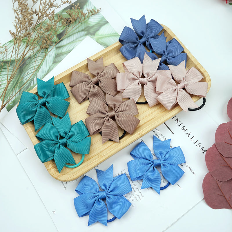 40Pcs (20Pairs) Baby Girl Grosgrain Ribbon Hair Bows Ponytail Holder Boutique Hair Bows Elastic Tie for Teens and Young Women