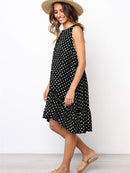 Lossky Women Summer Dress Polka Dot Chiffon Sleeveless Beach Mini Casual Yellow Sundress 2022 Fashion Dress For Women