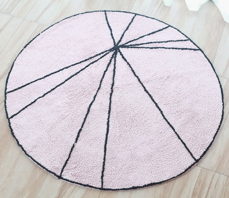 Round Rug Tapete Infantil Nordic Soft Cotton Fluffy Floor Mat Rugs Kilim for Baby Children Bedroom Living Room Pink Grey Blue