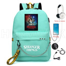 New Stranger Things backpack HELLFIRE Multifunction USB Charging Travel Canvas Student Backpack For Teens Boys Girls School Bag