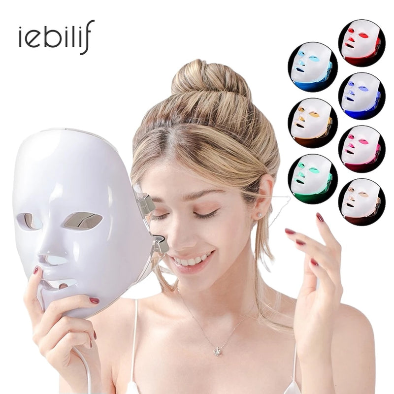 7 Colors LED Light Therapy Facial Mask Anti Acne Whitening Facial Mask Korean Skin Care Face Rejuvenation Anti-Age Home SPA