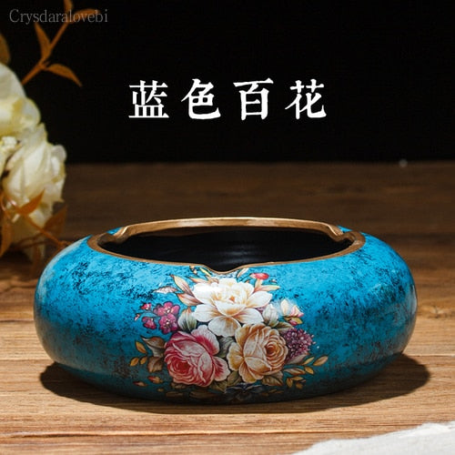 New Style Chinese Retro Ceramic Large with Lid Ashtray Modern Minimalist Creative Luxury Living Room Decoration Coffee Table