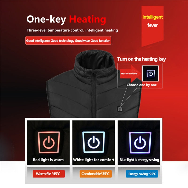 Mann Mode Veat Heizweste Smart USB Lade Große Größe Jacke Warme Heizung Winter Baumwolle Jacke Männer Winter Warme Weste Männlich