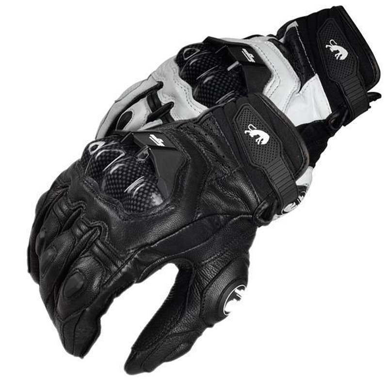 Hombres Mujeres 4 Temporada Conducción Supertech Negro / Blanco Motocicleta Guantes de cuero Guante de carreras Moto Cuero de vaca bicicleta de carreras caballero