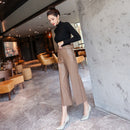 New Autumn Winter Women PU Leather Pants Belted High Waist Faux Leather Ladies Trousers Winter Pants Brand Wide Leg Pants 818G