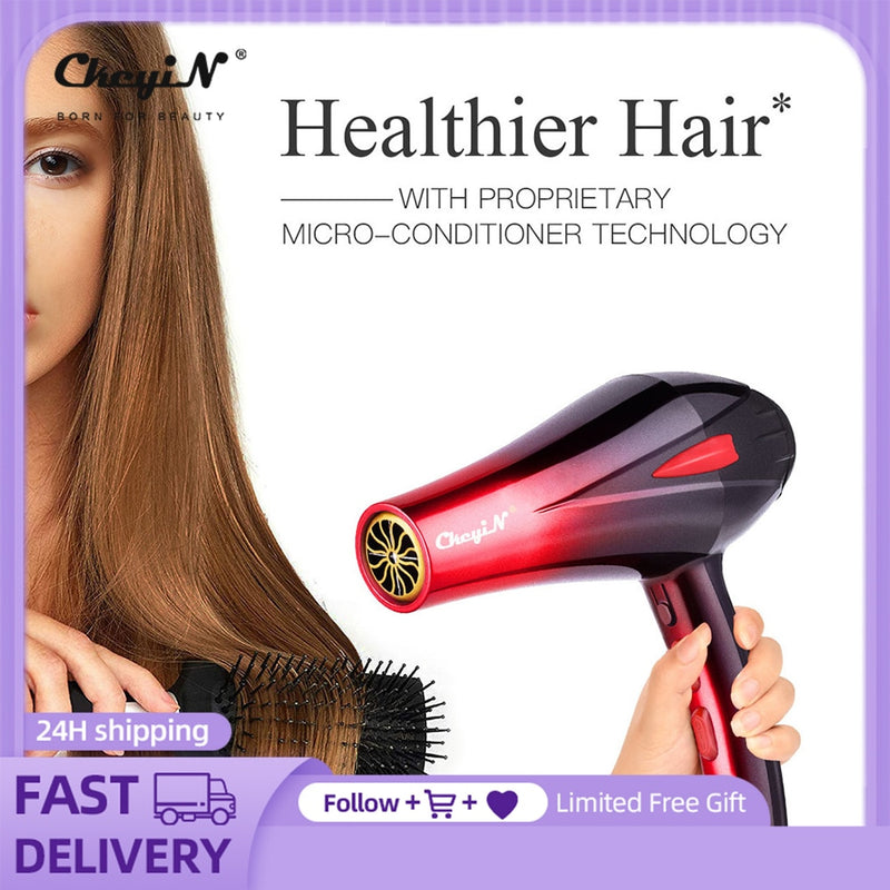 CkeyiN 4000W Professional Powerful Hair Dryer Fast Styling Blow Dryer Hot Cold Adjustment Air Dryer Nozzle Barber Salon Tools