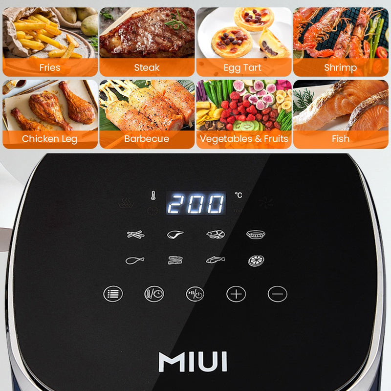 MIUI 4.5L/5L Air Fryer Without Oil Hot Air Electric Fryer with Viewable Window &amp; Touch Screen Home Square Deep Fryer Ocean Heart