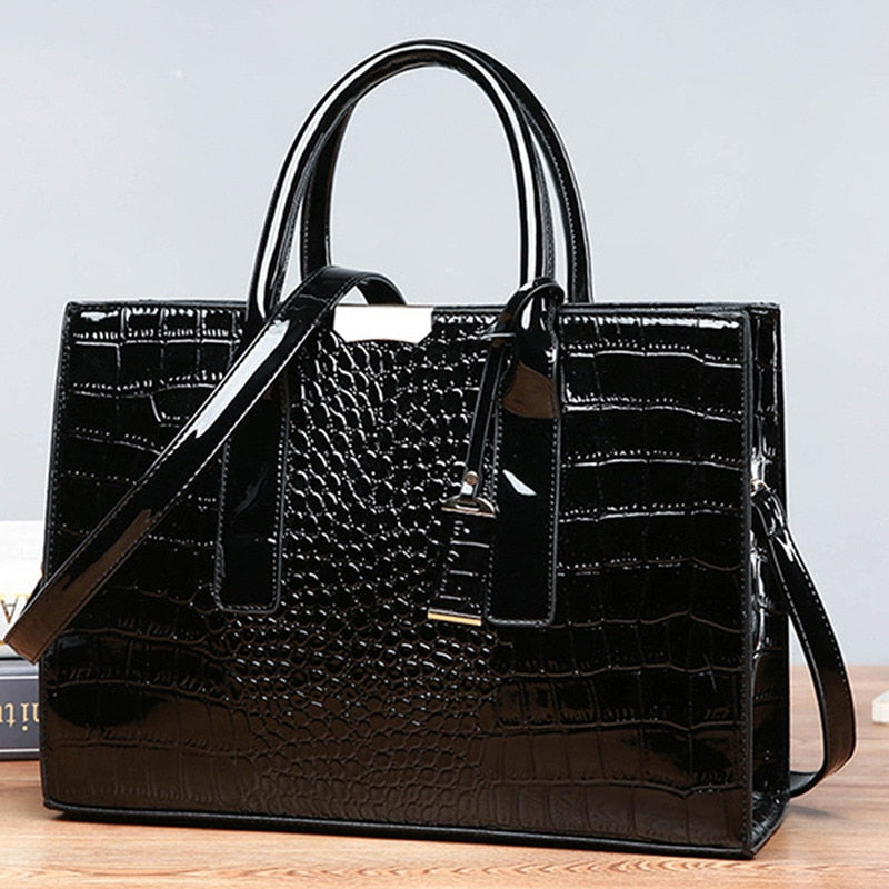 2Pcs Women luxury Handbag Zip Shoulder Bags For Women 2022 Soft Crocodile Pattern Leather Portable Shopping Totes bolso mujer