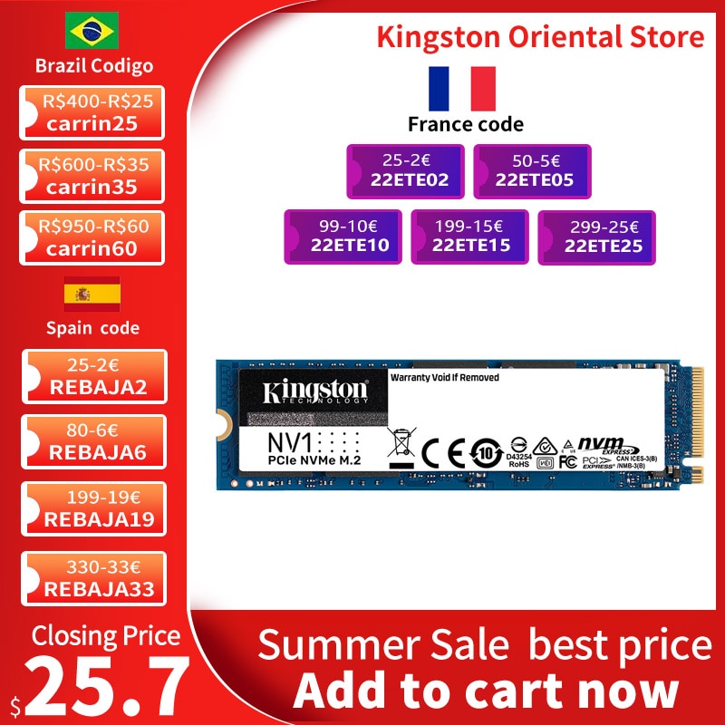 Kingston NV1 M2 SSD NVMe PCIe M.2 2280 250G 500G 1TB Internal Solid State Drive 120G 240G 480G Hard Disk For PC Notebook Desktop