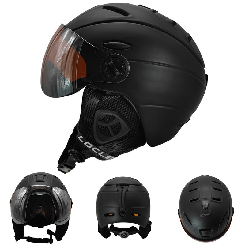 LOCLE CE-Zertifizierung Brille Skihelm In-Mold-Skihelm mit Brille Snowboard-/Skateboardhelm 5 Farben M/L/XL