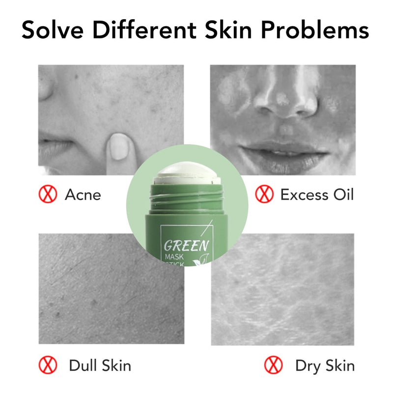 Máscara de té verde Control de aceite de barra Berenjena Acné Máscara de limpieza profunda Cuidado de la piel Hidratante Eliminar Espinillas Cuidado de la piel Belleza