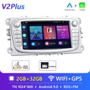 Podofo 4G HIFI Android 10 2 Din Car Radio Multimedia Video Player For Ford Focus S-Max Mondeo 9 Galaxy C-Max Navigation GPS 2din
