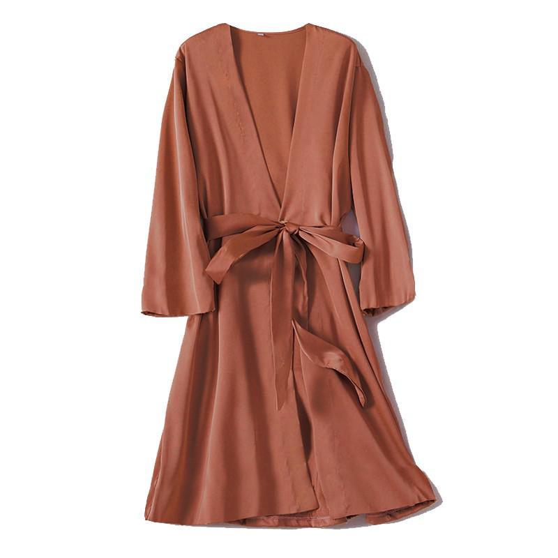 Satin Robe Female Intimate Lingerie Sleepwear Silky Bridal Wedding Gift Casual Kimono Bathrobe Gown Nightgown Sexy Nightwear