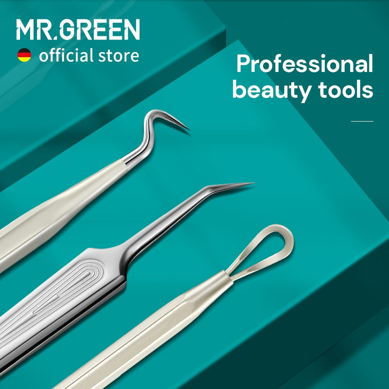 MR.GREEN Acne Remover Needles Blackhead Removal Pimple Comedone Extractor Set Blemish Zit Face Skin Care Cleaner Removal Tools