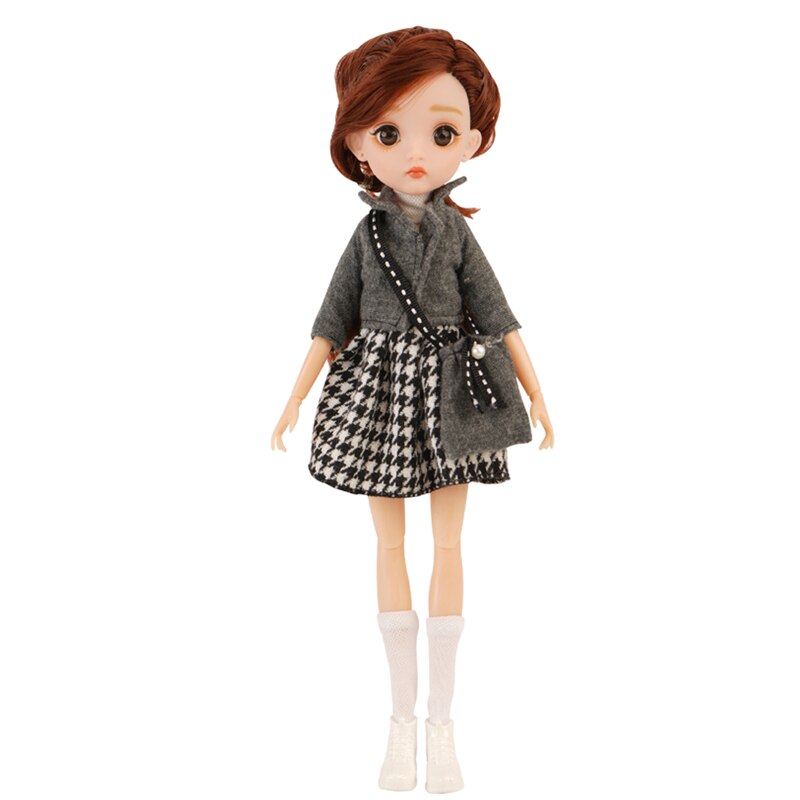 New Edition 11 Joint Moveable Body 26cm 1/6 Doll Purple Brown Eyes with Fashion Clothes Shoes Style Dress Up Baby Dolls DIY Toy