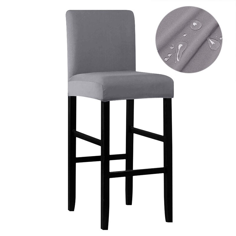 Waterproof Fabric Short Back Chair Cover Stretch Dining Seat Cover High Elasticity Bar Covers Chair For Kitchen Home Hotel