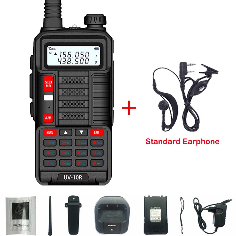 BaoFeng Walkie Talkie UV 10R V2 Transmisor de radio CB bidireccional UV-10R de largo alcance 128CH VHF UHF 136-174Mhz 400-520Mhz Banda dual