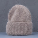 Sombrero de invierno de gran venta, sombreros de invierno de piel de conejo Real para mujer, gorros cálidos a la moda para mujer, gorro para la cabeza con cubierta sólida para adultos