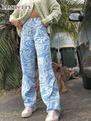 Y2K Zebra Print Straight Pants Capris Damen Harajuku Baggy High Waist Casual Vintage Korean Style Streetwear Female 2020Iamhotty