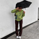 Suéter de gran tamaño para mujer 2021 Y2K, suéter de Otoño Invierno para parejas, jerséis sueltos de dinosaurios, jersey de punto de manga larga verde de los años 90 para mujer