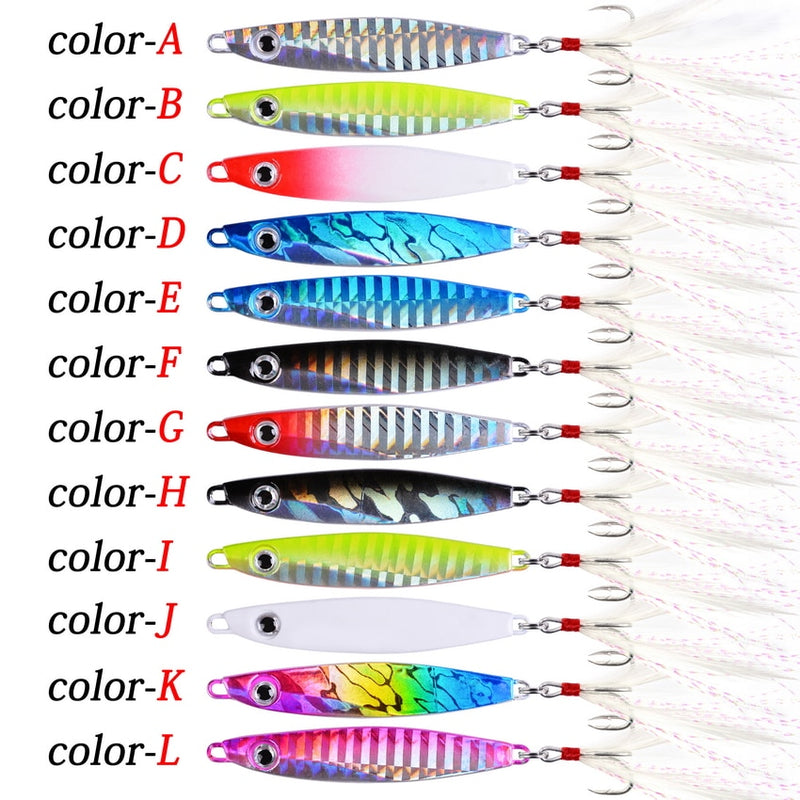 12pcs Metal Lures 7g 12g 17g 22g 30g 40g Metal Jigs Fishing Spoon Bait Sinking Lure Jigging Vibe Blade For Pike Bass Sea Fishing