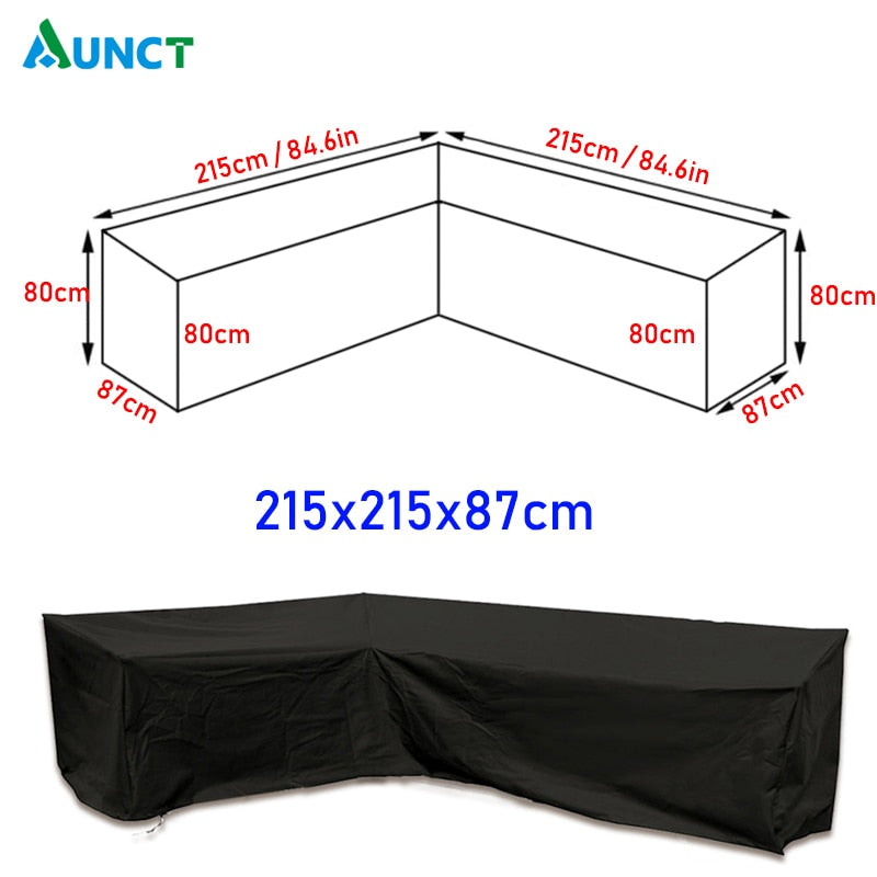 Esquina exterior sofá cubierta jardín ratán esquina muebles cubierta V forma impermeable sofá proteger conjunto multiusos cubiertas de polvo