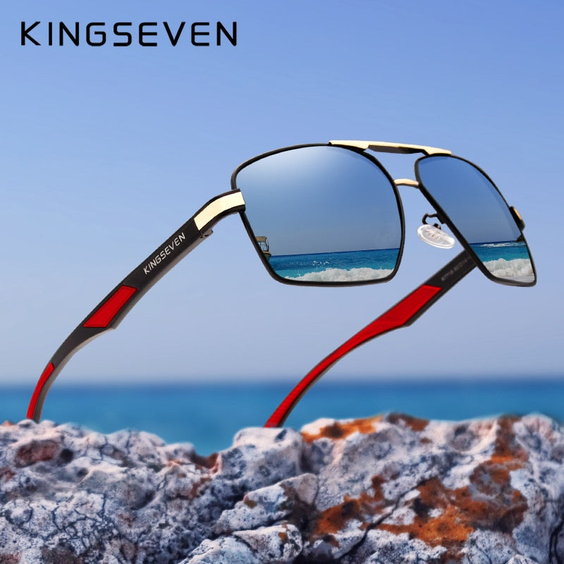 KINGSEVEN Brand 2022 New Polarized Men Sunglasses Square Aluminum Frame Male Sun Glasses Driving Fishing Eyewear Zonnebril N7719