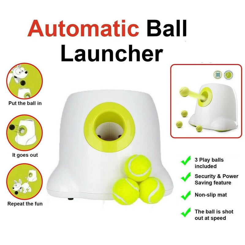 Dog Ball Automatic Tennis Launcher Pet Dogs Chase Toy Mini Tennis Throwing Pinball Machine Fun Interactive