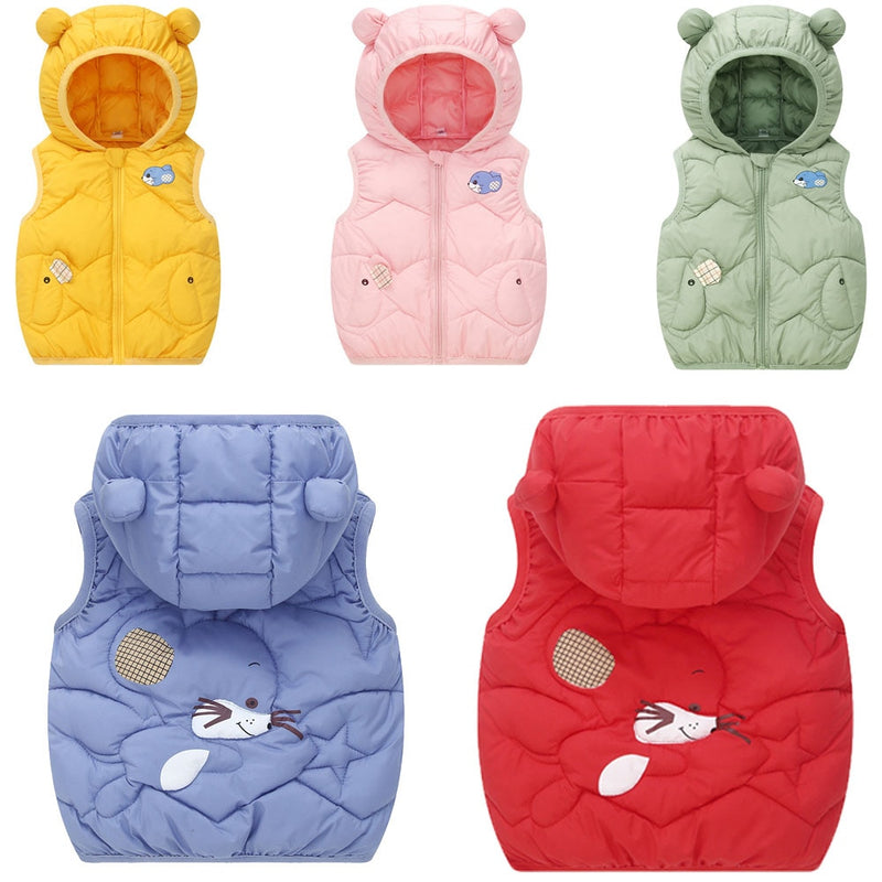 Children Warm Down Vest Autumn Baby Boys Girls Thicken Waistcoat Kids Outerwear Vests Children High Quality Hooded Jackets Vest