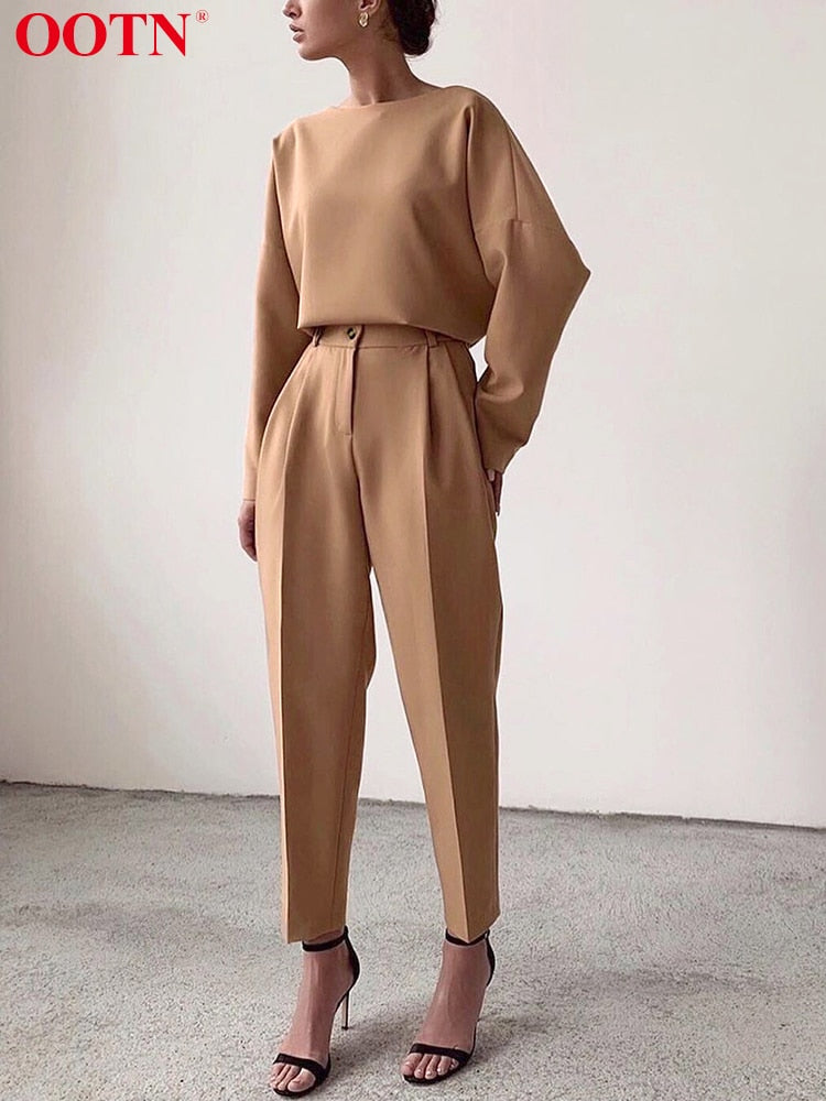 OOTN Office Lady High Waist Khaki Pants Women 2022 Autumn Fashion Casual Trousers Zipper Pocket Solid Female Brown Pencil Pants