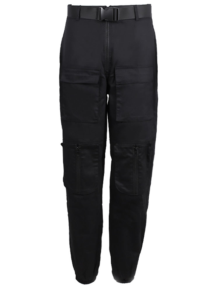 Goth Dark Pleated Grunge Gothic Pants For Women Harajuku Punk Patchwork Zipper Pockets Autumn 2021 Fashion Female Trousers