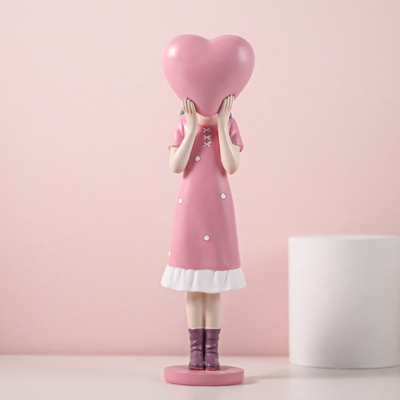 Modern Fashion Balloon Girl Figurines Sweet Pink Girls For Room Decor,Chic Distinctive Bithday Gift for Girl,Home Interior Decor