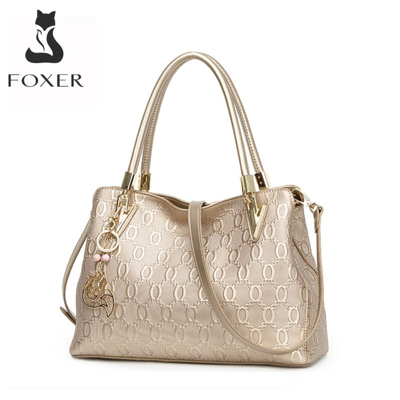 FOXER Damen Crossbody Umhängetaschen Weibliche Spaltleder Handtaschen Mode Damen Totes Top Griff Geldbörse Allgleiches Bürotasche