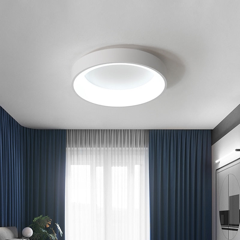 Modern Led Ceiling Lights Fixtures Bedroom Circle Luces Living Room Black Chandeliers Lamp with Remote Control Study Decoration