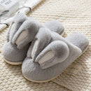 2022 NEW Design Women Winter Furry Slippers Rabbit Ears Couple House Shoes Warm Solid Color Versatile Slippers Chinelos Planos