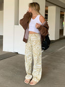Y2K Zebra Print Straight Pants Capris Damen Harajuku Baggy High Waist Casual Vintage Korean Style Streetwear Female 2020Iamhotty