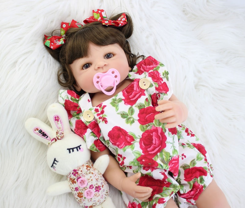 55cm cuerpo completo de silicona Reborn Baby Doll juguete para niña vinilo recién nacido princesa bebés Bebe bañarse juguete de acompañamiento regalo de cumpleaños