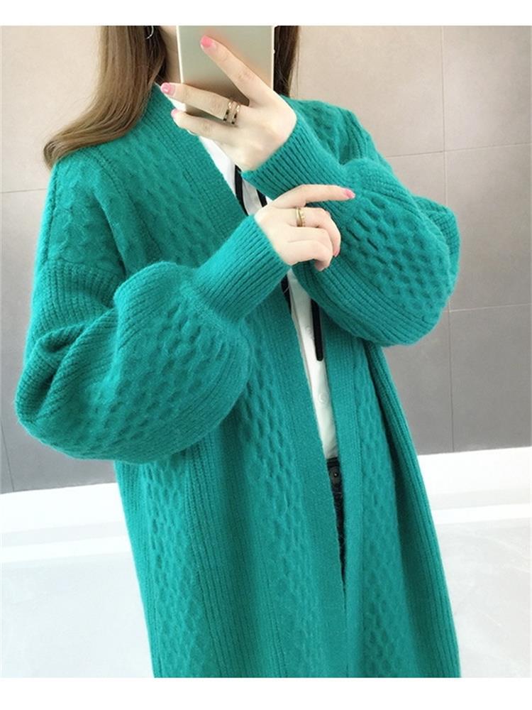 H.SA Winter Long Sweater Cardigans Women 2022 Lantern Sleeve Open Stitch Oversized Sweater Jacket Cheap Clothes Female Knit Coat