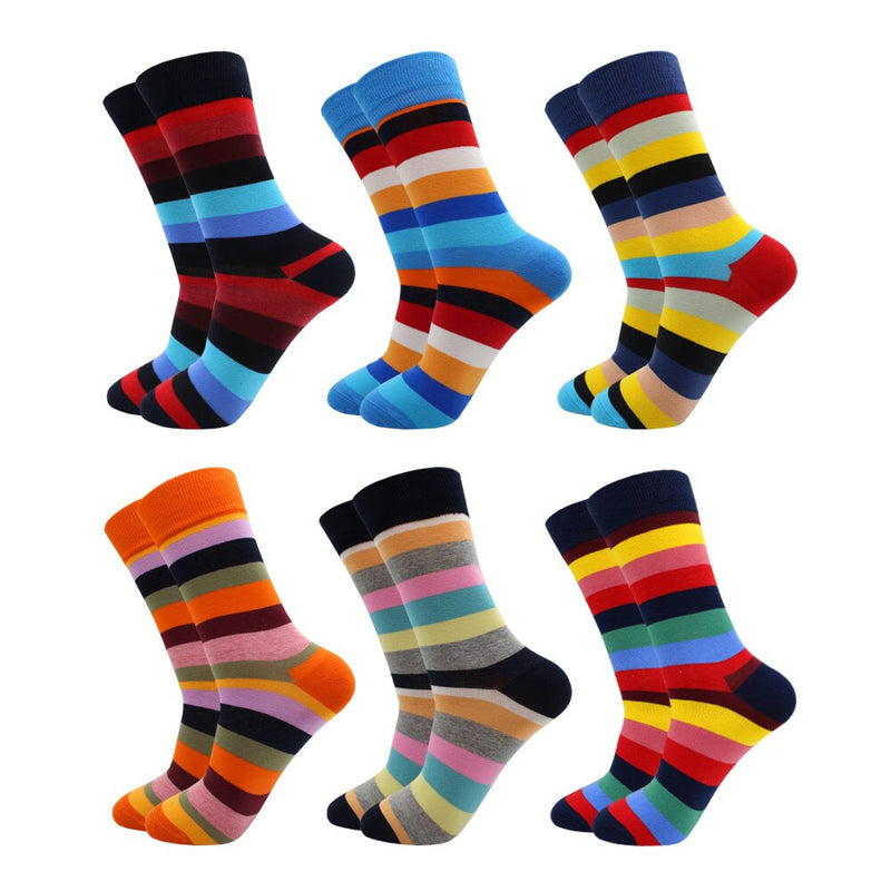 6-12 Pairs Colorful Cotton Fashion Casual Women and Men Funny Socks Stripe Grid Geometry Fun Dress Socks