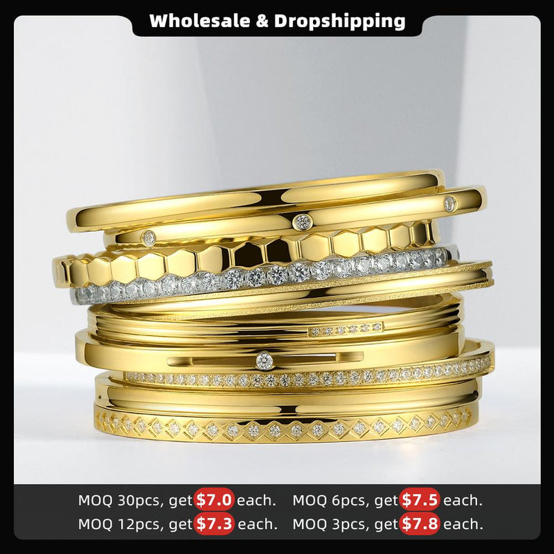 Enfashion Multilayer Cuff Bracelet Party Crystal Bangles Gold Color Stack Bracelets For Women Fashion Jewelry Wholesale 182004