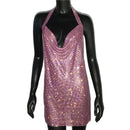 2022 NEUE reizvolle tiefe V-Ausschnitt-Kristallkleid-Frauen-Luxusrhinestone-Halter-Tanzparty Diamante Backless Split-Minikleider