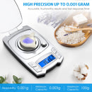 0.001g Precision Electronic Scales 100g/50g USB Charging Digital Weighing Jewelry Scale Portable Lab Weight Milligram Scale