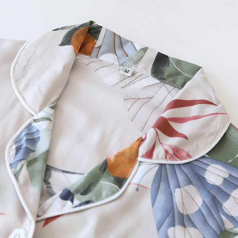 Neue Frühlings- und Herbst-Langarmhose Damen-Pyjama-Set Viskose-Strickjacke Schmetterlingsblume einfach dünn Home Service Sommer