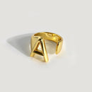 Foxanry 925 Stamp 26 English Letter Rings for Women Fashion Vintage France Gold Plated Irregular Party Jewelry Gifts